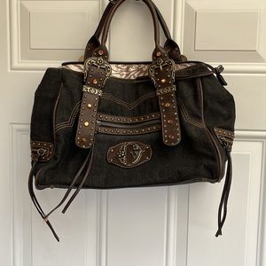 Guess Black Rodeo Handbag NWT Great Detail with Buckles, Straps with Stones